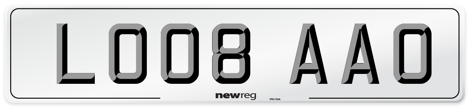 LO08 AAO Number Plate from New Reg